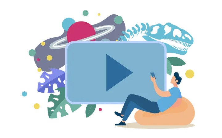 Video Hosting with Educational, Documentary Films, Distant Education with Video Lessons Illustration