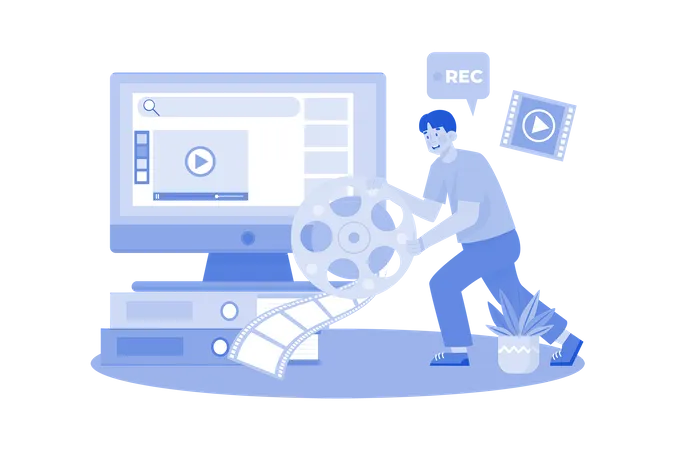 Video Marketer Optimizing Videos For Search Engines Illustration