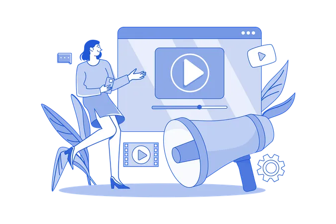 Video Marketing Illustration Concept On White Background Illustration