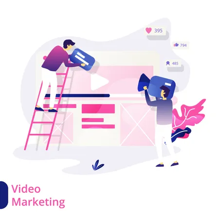 Landing Page Video Marketing Vector Illustration Modern Business Marketing Concept Can Use For Headers Of Web Pages Templates UI Web Mobile App Posters Banners Flyers Posters Development Illustration