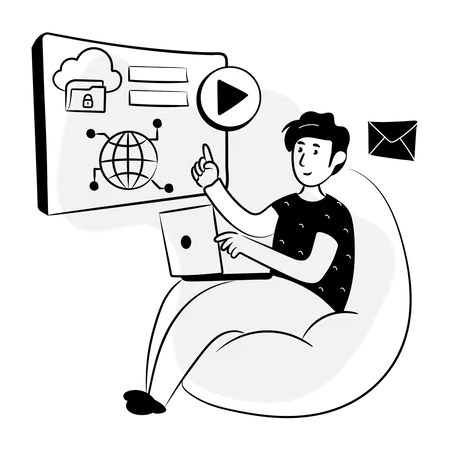 A Trendy Hand Drawn Illustration Of Video Marketing Illustration
