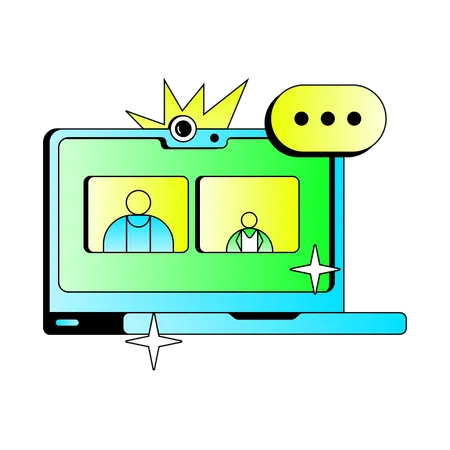 Video Online Meetings  Illustration
