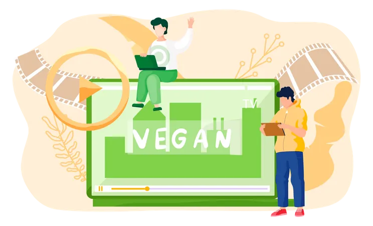 Vídeo online sobre produtos veganos  Ilustração