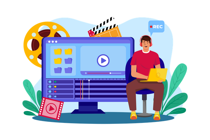 Video producer create video content for campaigns  Illustration