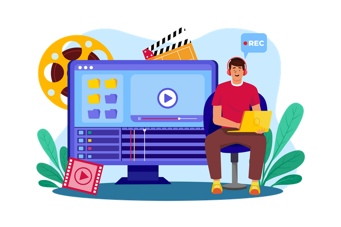 Video producer create video content for campaigns Illustration