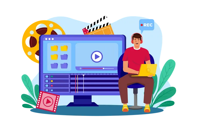 Video producer create video content for campaigns Illustration