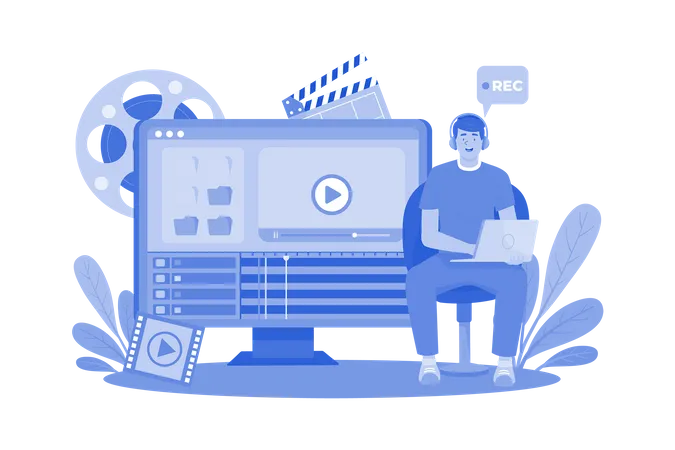 Video producers create video content for campaigns  Illustration