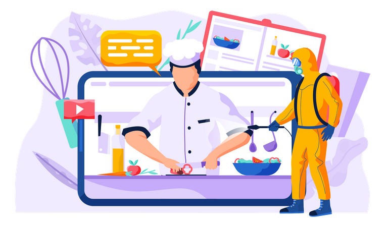 Video recording of a culinary blog  일러스트레이션