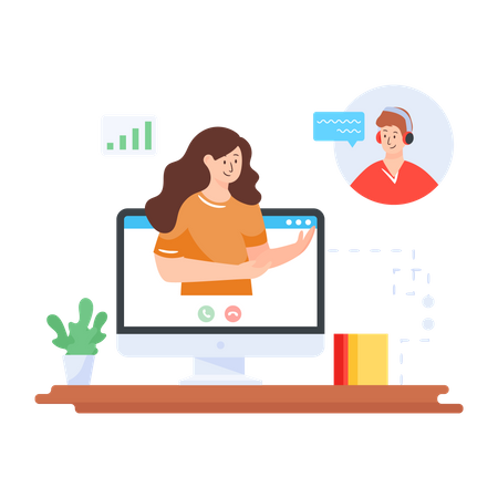 Vidéoconférence avec le client  Illustration