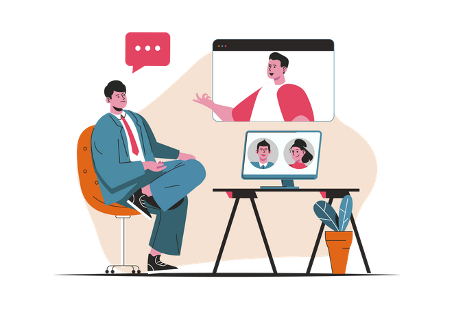 Videoconferência de negócios  Ilustração