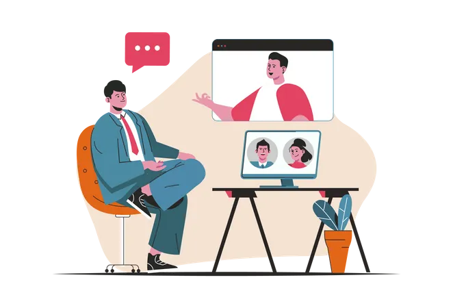 Videoconferência de negócios  Ilustração