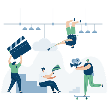 Videofilmer dreht Videos und macht Filme  Illustration