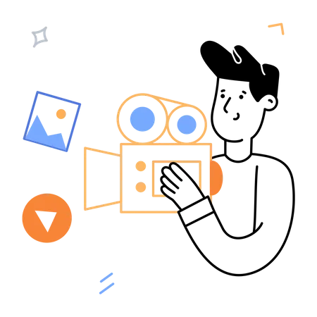 Check Out The Trendy Hand Drawn Illustration Of Videographer Illustration