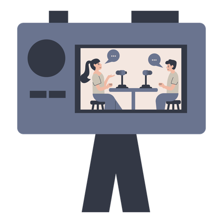 Videographer talking online interview  Illustration