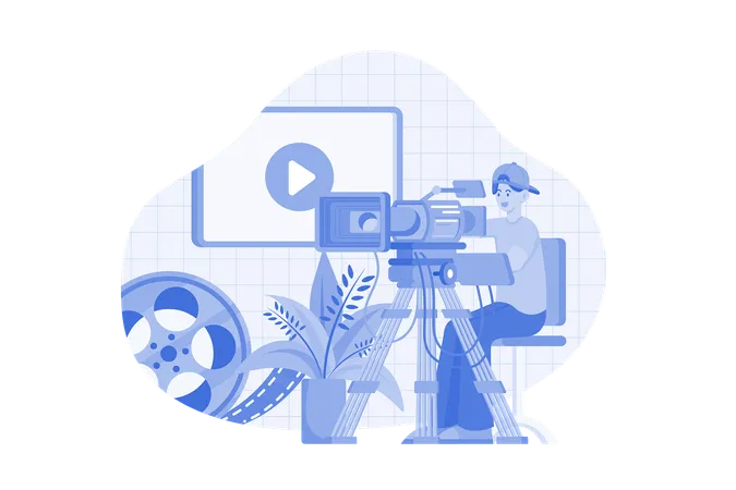 Videographer With Professional Studio Equipment  Illustration