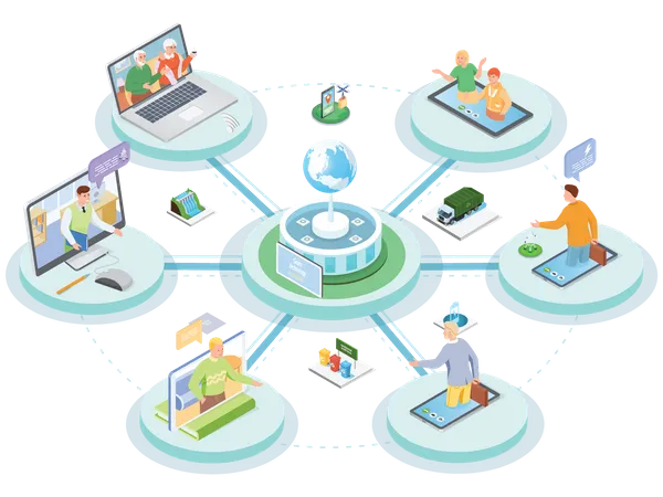 Videokonferenz über soziales Netzwerk  Illustration