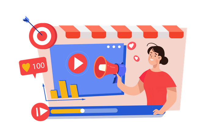 Videomarketing in sozialen Medien  Illustration