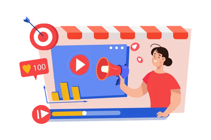 Videomarketing in sozialen Medien  Illustration