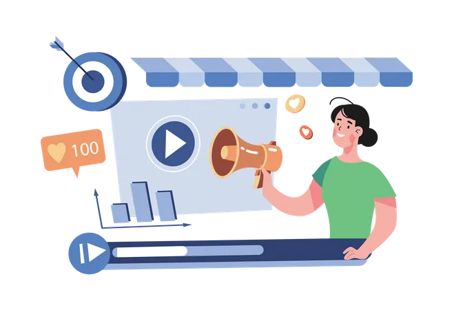 Videomarketing in sozialen Medien  Illustration