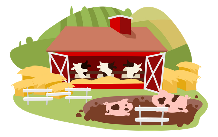Vieh- und Rinderzucht  Illustration
