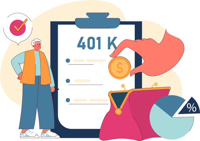 Vieil homme avec un plan 401k  Illustration