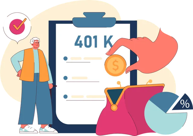 Vieil homme avec un plan 401k  Illustration