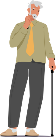 Vieil homme confus essayant de réfléchir  Illustration