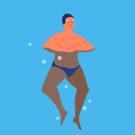 Vieil homme dans la piscine  Illustration