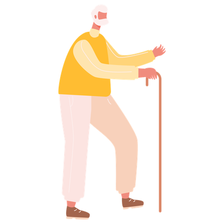 Vieil homme qui marche  Illustration