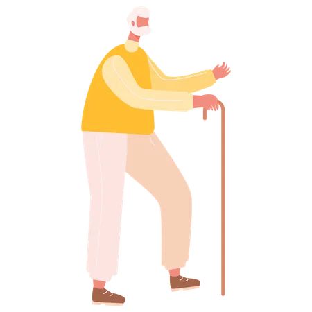 Vieil homme qui marche  Illustration