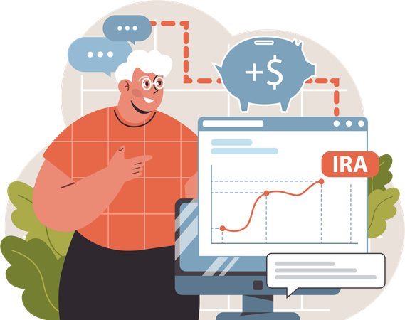 Vieil homme montrant l'analyse de l'IRA  Illustration