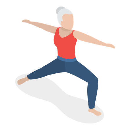 Vieille dame faisant des exercices d'étirement du corps  Illustration