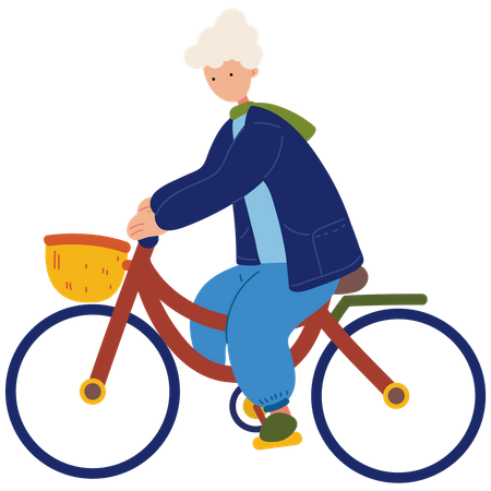 Vieille femme, faire du vélo  Illustration