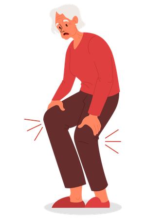 Vieille femme avec blessure physique au genou  Illustration
