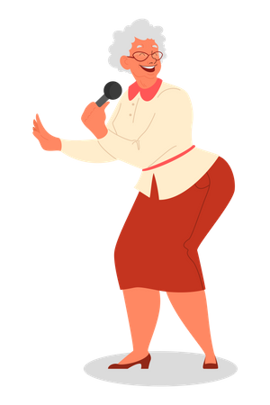 Une vieille femme chante une chanson  Illustration