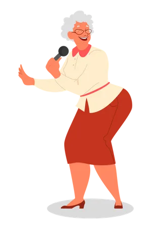 Une vieille femme chante une chanson  Illustration