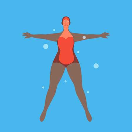 Vieille femme dans la piscine  Illustration