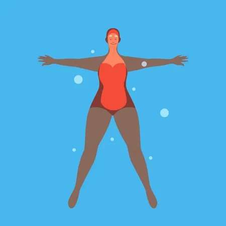 Vieille femme dans la piscine  Illustration