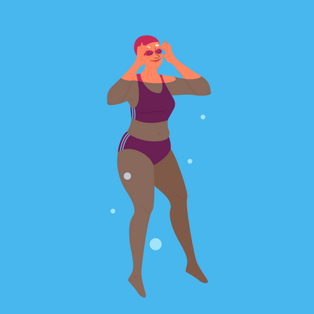 Vieille femme dans la piscine  Illustration