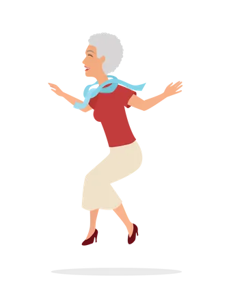 Vieille femme qui danse  Illustration