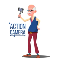 Personas con vector de cámara de acción Paquete de Ilustraciones