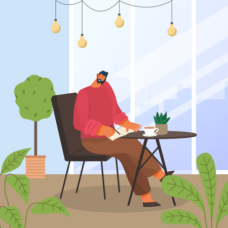 Vielbeschäftigter Mann telefoniert  Illustration