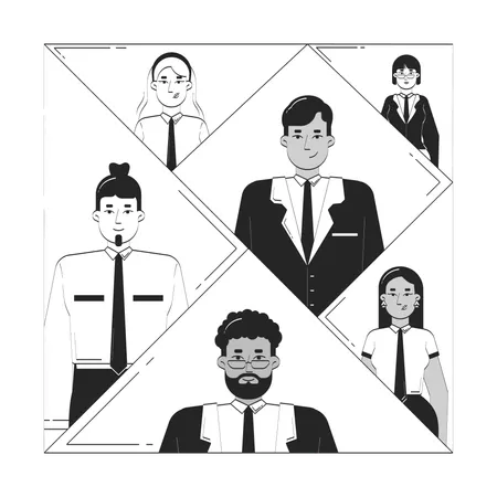 Vielfältiges Business-Team zusammengestellt  Illustration