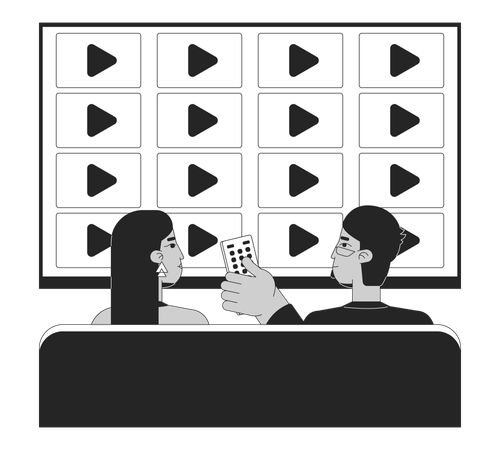 Viendo programas de televisión juntos  Ilustración