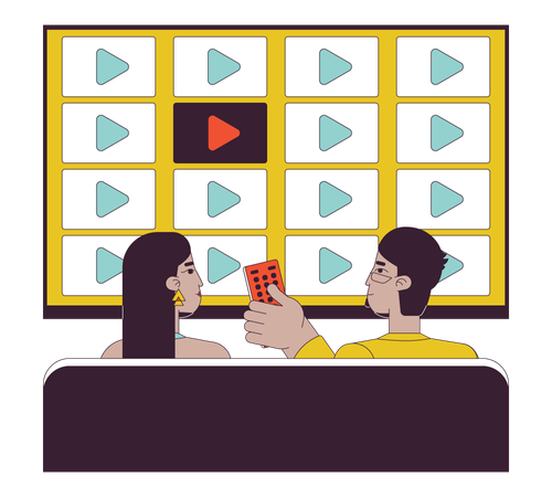 Viendo programas de televisión juntos  Ilustración