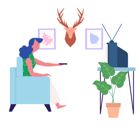 Viendo la televisión  Ilustración