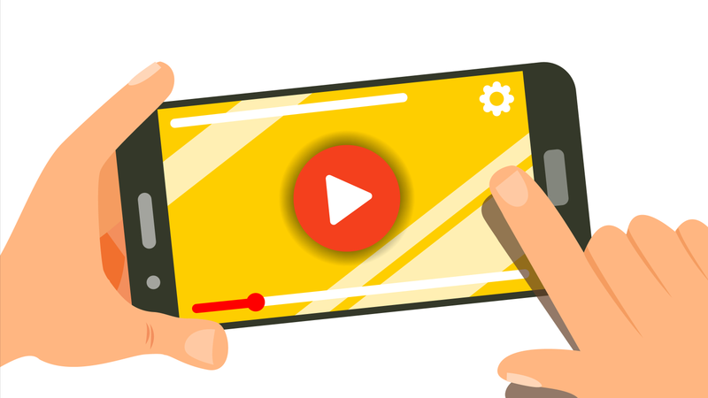 Viendo videos en un teléfono inteligente  Ilustración