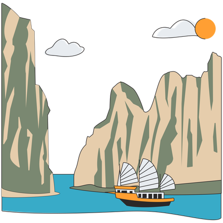Vietnã - Baía de Ha Long  Ilustração