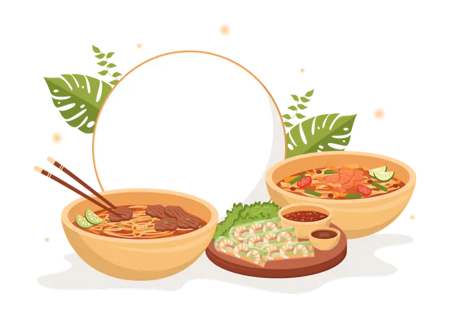 Vietnamese Cuisine Dishes  Illustration