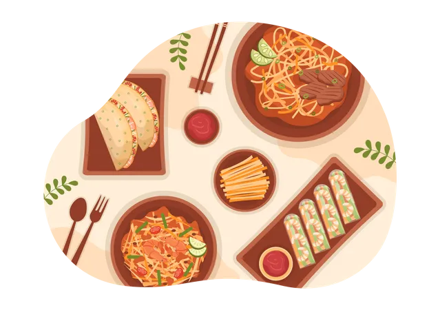 Vietnamese Delicious Cuisine Illustration